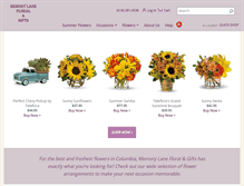 Tablet Screenshot of memorylanefloralandgifts.com